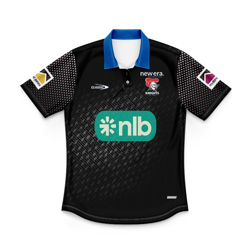 Kid's NRL Newcastle Knights 2025 Black Training Polo Shirt