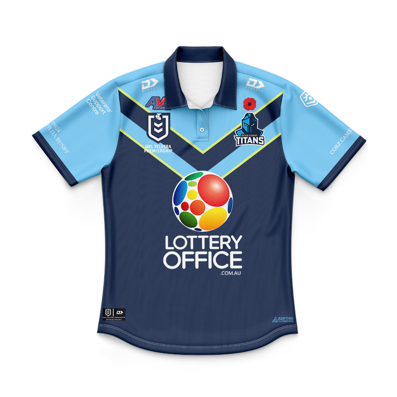 Kid's NRL Gold Coast Titans ANZAC Navy Polo Jersey