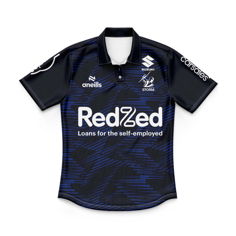 Kid's NRL Melbourne Storm 2025 Navy Training Polo Jersey