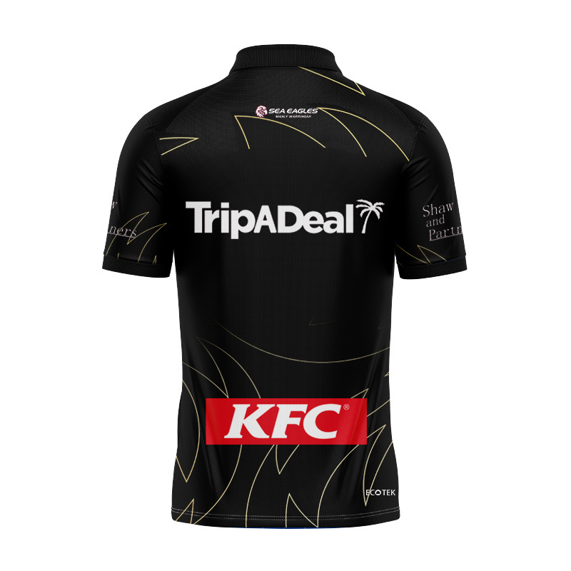 NRL Manly Warringah Sea Eagles 2025 Black Training Polo Shirt