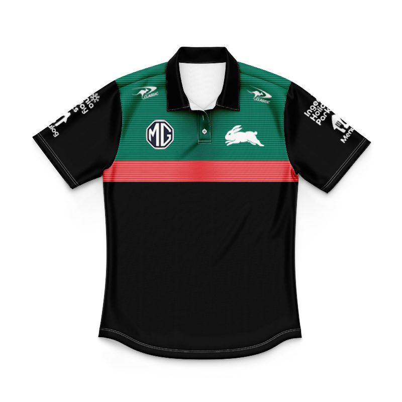 Kid's NRL South Sydney Rabbitohs 2025 Black Players Polo Jersey