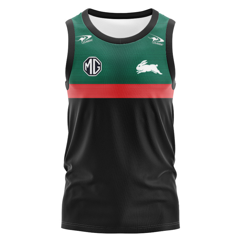 NRL South Sydney Rabbitohs 2025 Black Players Singlet