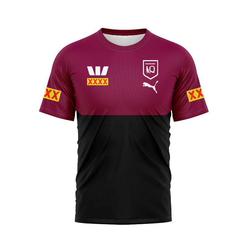 QLD Maroons 2025 Training Polo Team Black T-shirt