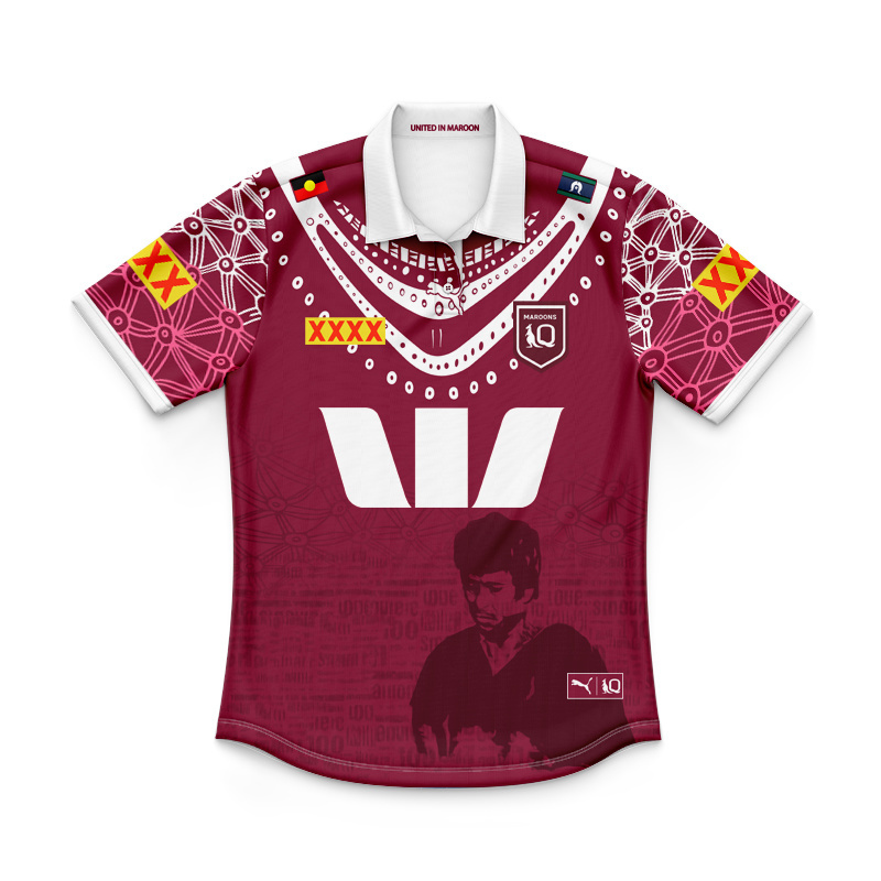 Kid's QLD Maroons 2025 Indigenous Burgundy Polo Jersey