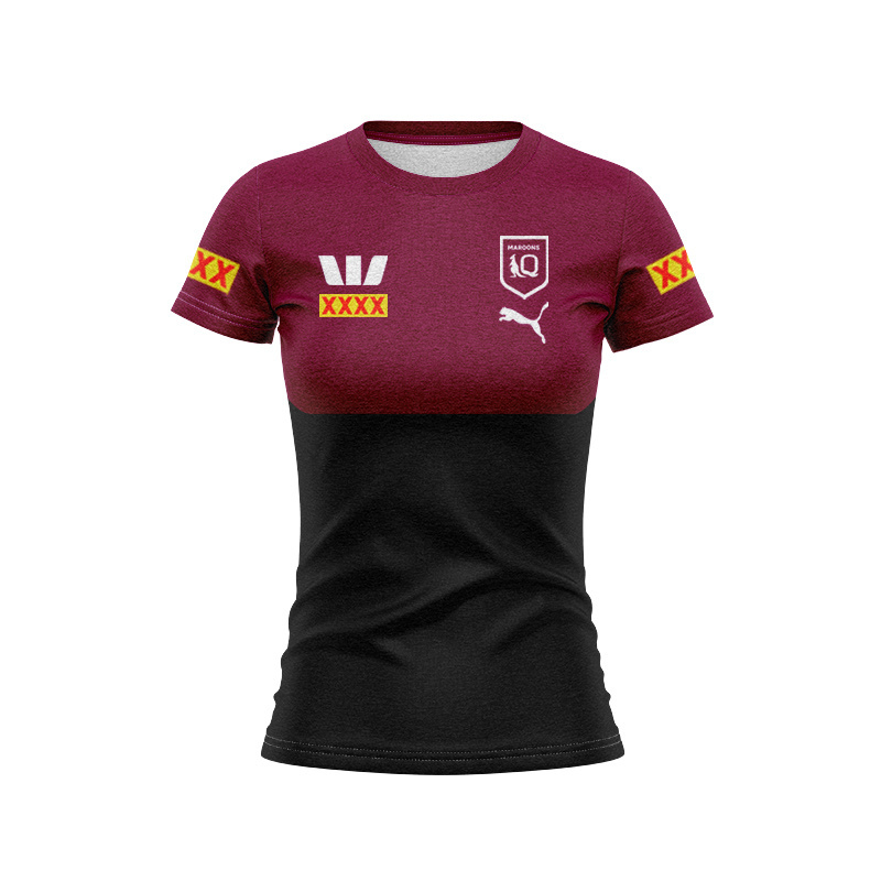 Women's QLD Maroons 2025 Training Polo Team Black Jersey