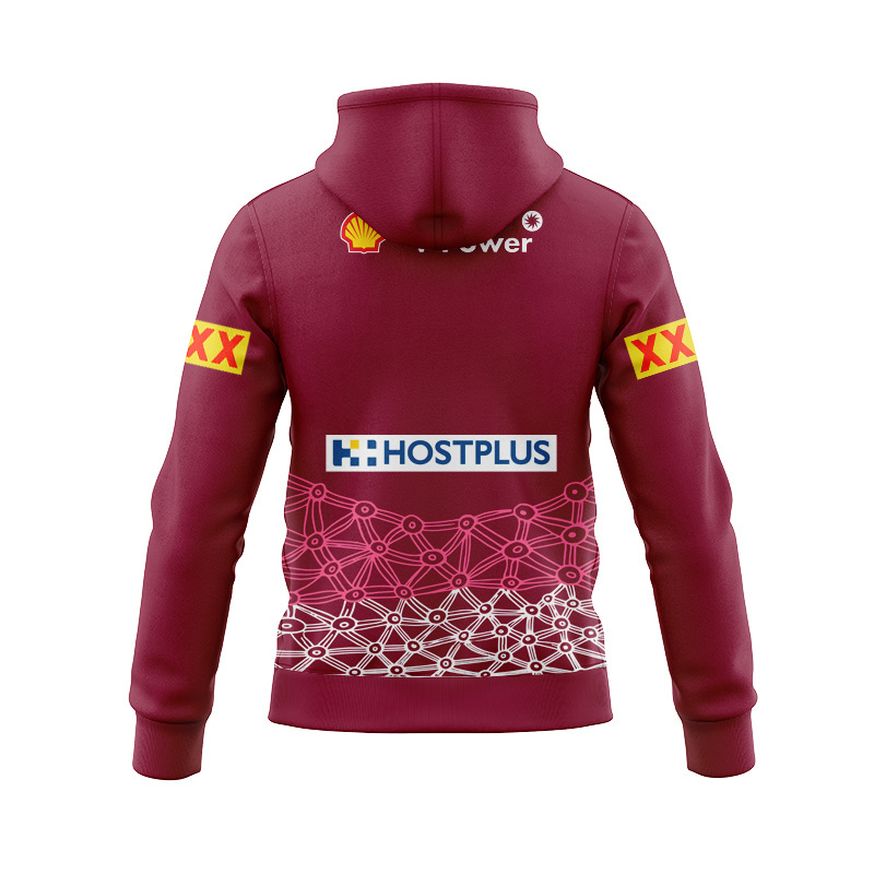 QLD Maroons 2025 Indigenous Burgundy Zipper Hoodie