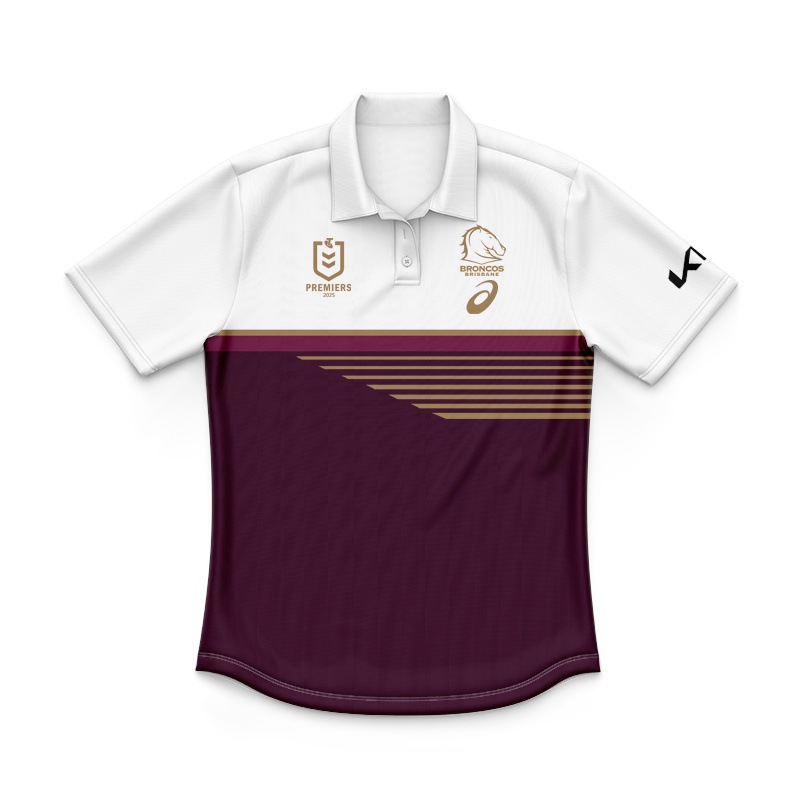 Kid's NRL Brisbane Broncos 2025 Premiers Brown Polo Shirt