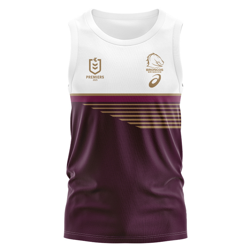 NRL Brisbane Broncos 2025 Premiers Brown Singlet
