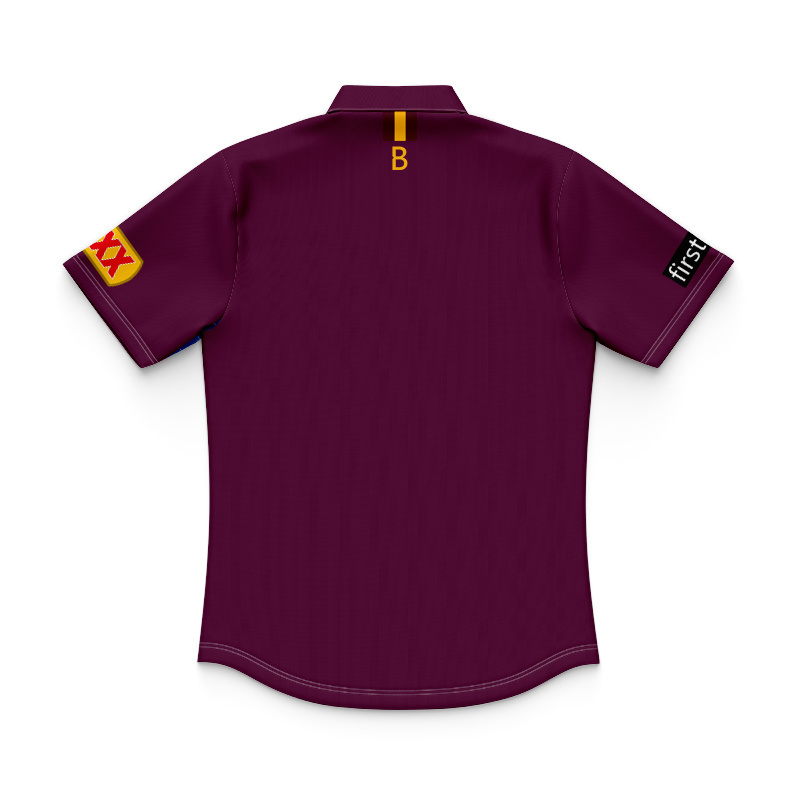 Kid's NRL Brisbane Broncos 2025 Mulberry Media Polo Shirt