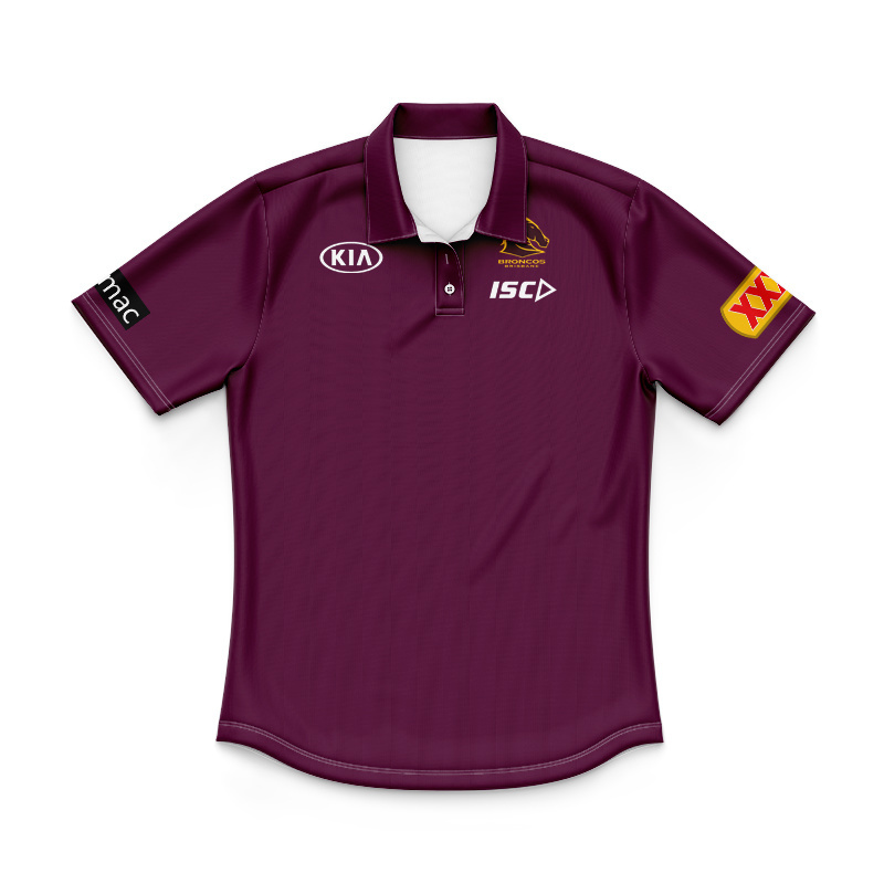 Kid's NRL Brisbane Broncos 2025 Mulberry Media Polo Shirt