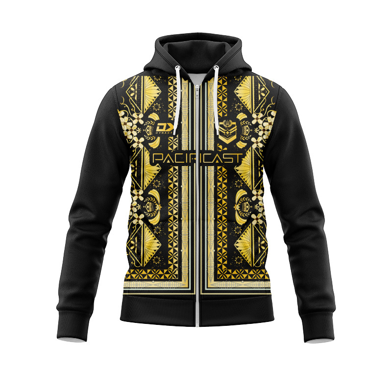 Tonga Rugby League 2025 Captains Run Black/Gold Zipper Hoodie