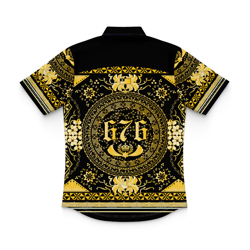 Kid's Tonga Rugby League 2025 Captains Run Black/Gold Polo Jersey