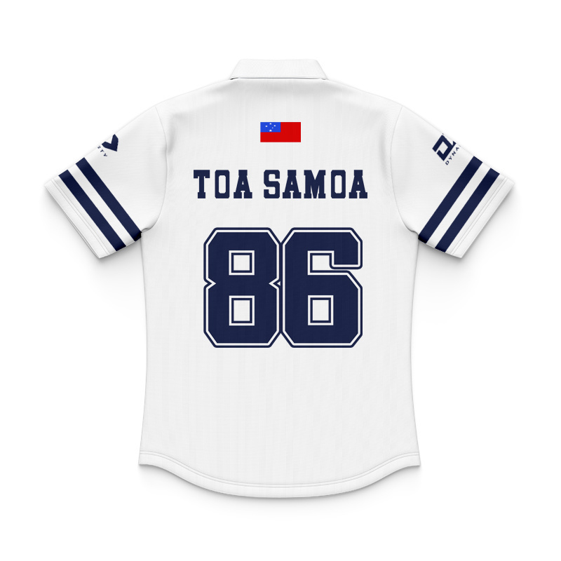 Kid's Toa Samoa Rugby League 2025 Oversized White Polo Jersey