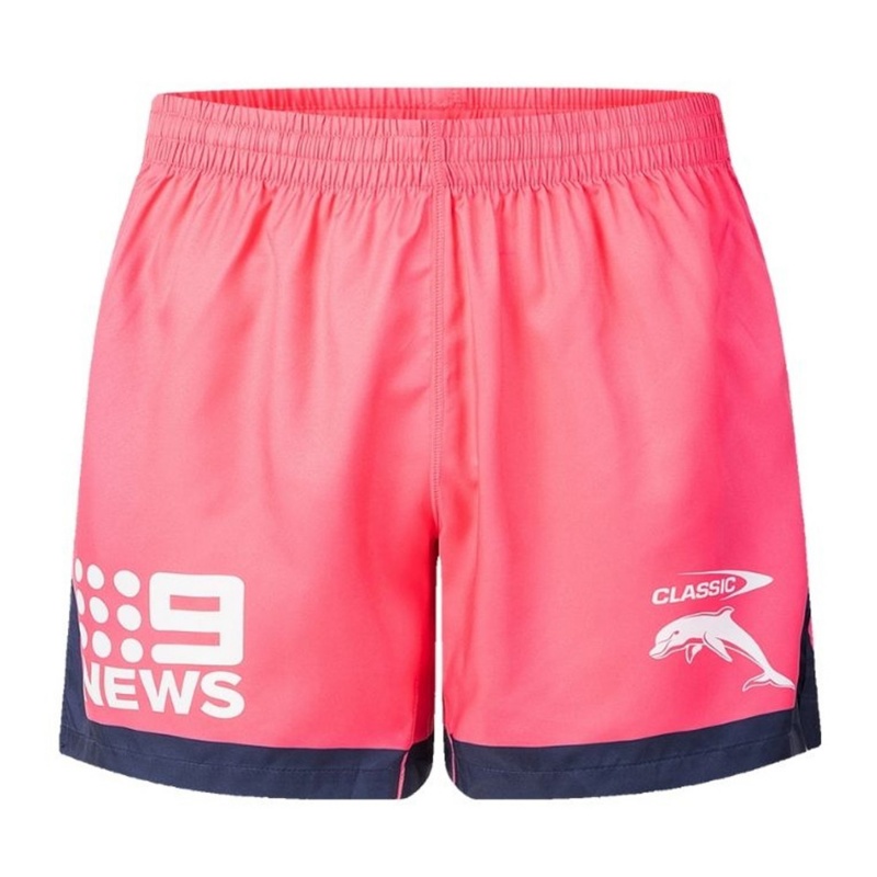 NRL Dolphins 2026 Pink Gym Shorts