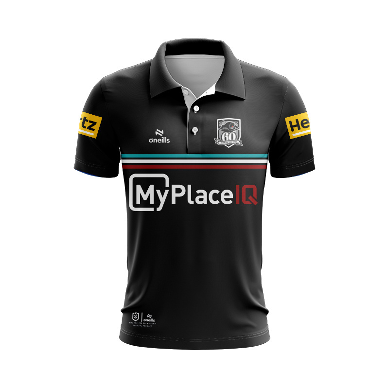 NRL Penrith Panthers 2026 Black Training Polo Shirt