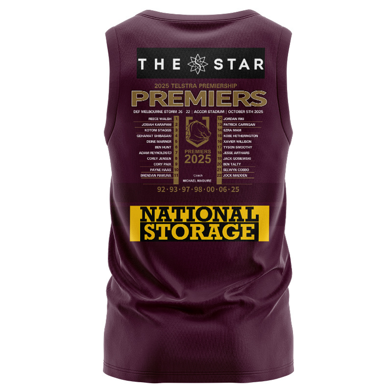 NRL Brisbane Broncos 2025 Premiers Home Singlet