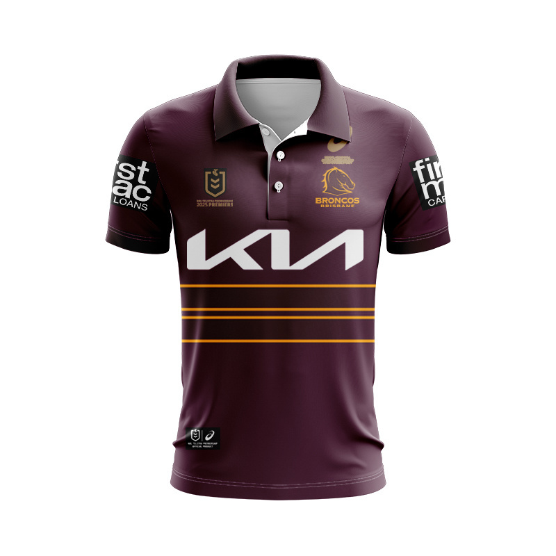 NRL Brisbane Broncos 2025 Premiers Home Polo Shirt