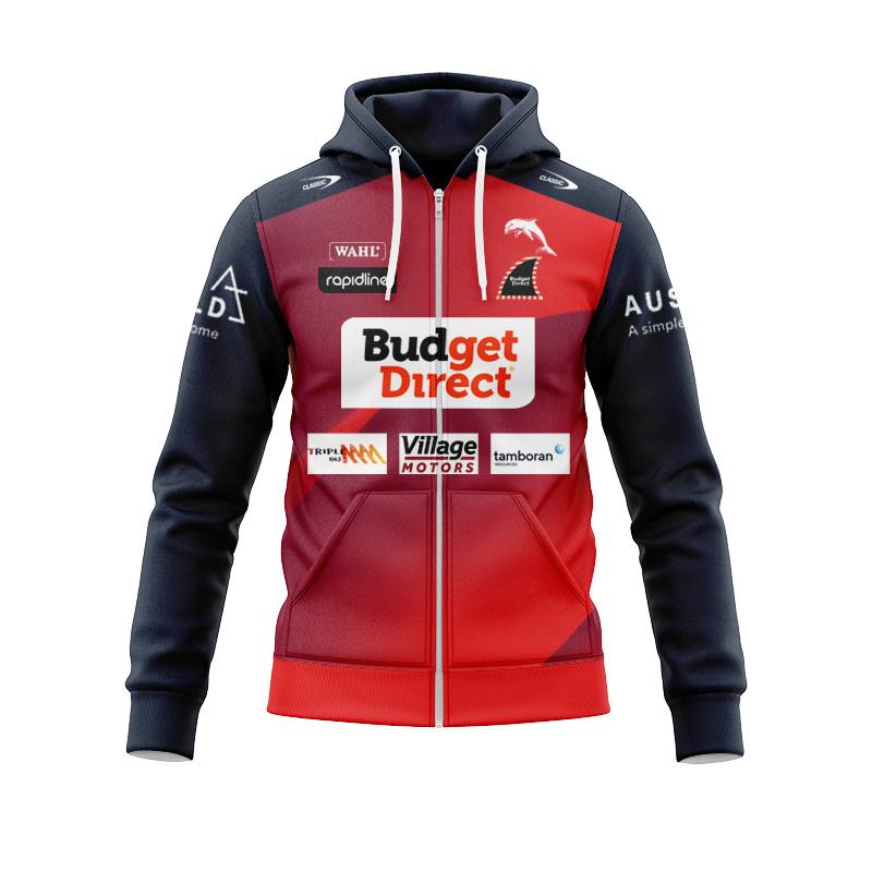 NRL Dolphins 2026 Red/Black Traning Zipper Hoodie