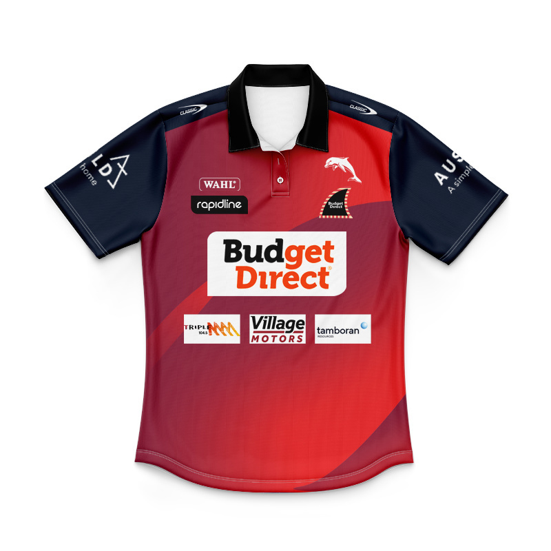 Kid's NRL Dolphins 2026 Red/Black Traning Polo Jersey