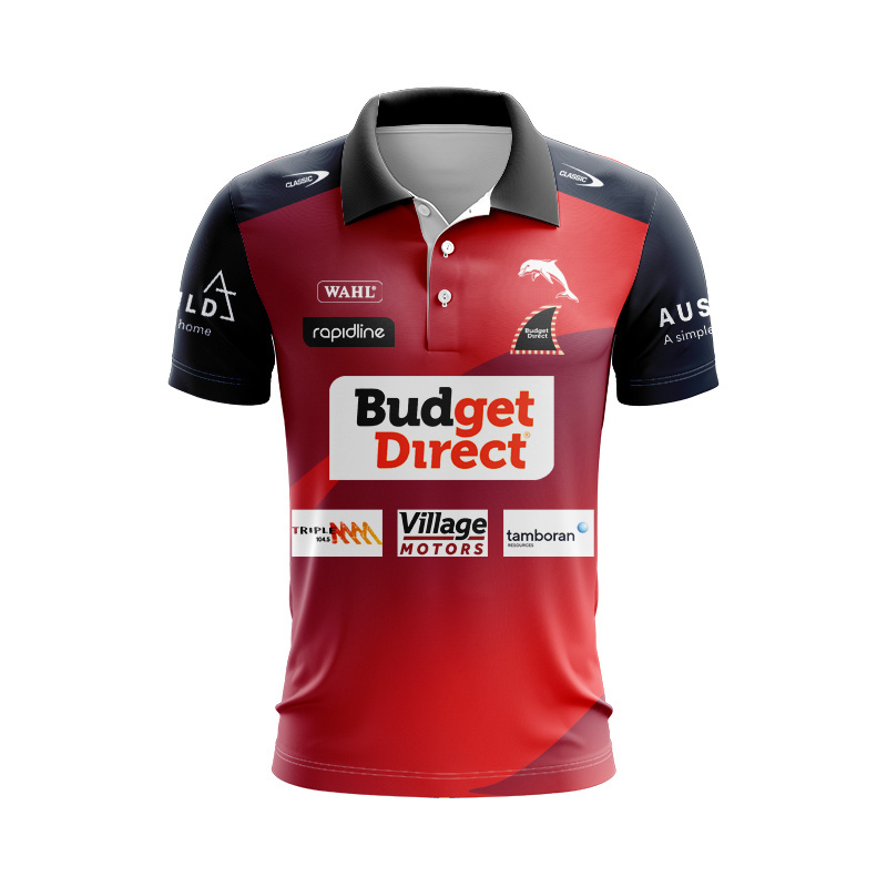 NRL Dolphins 2026 Red/Black Traning Polo Shirt