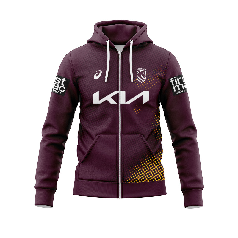 NRL Brisbane Broncos 2026 Maroon Training Zipper Hoodie