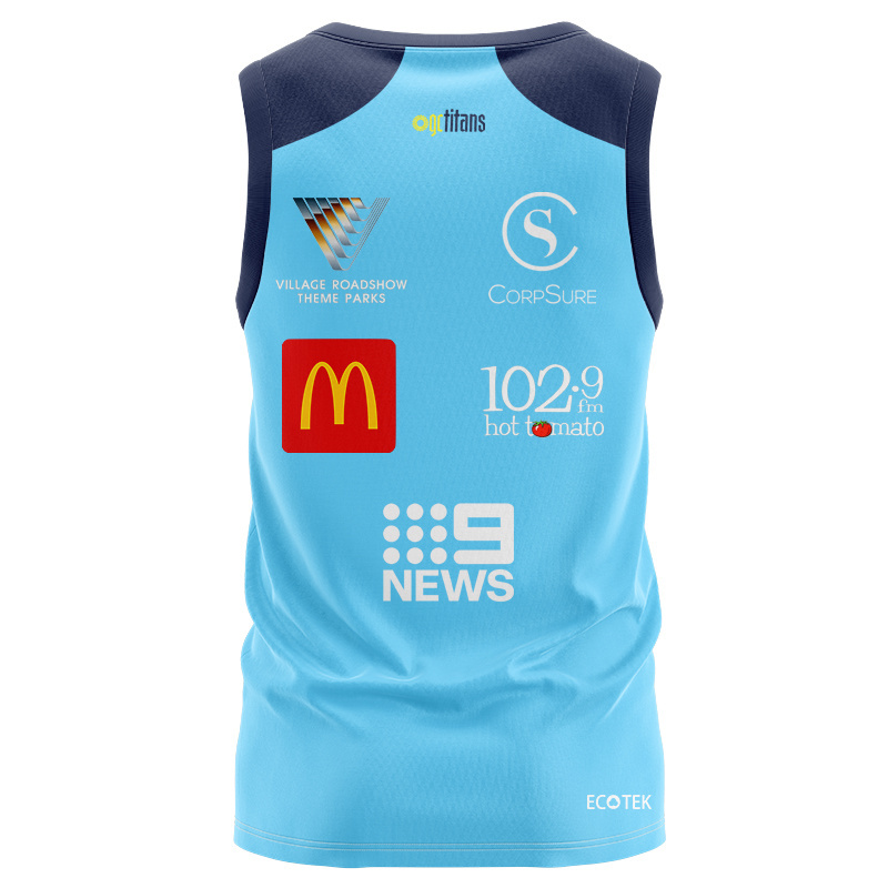 NRL Gold Coast Titans 2026 Cyan Coaches Singlet
