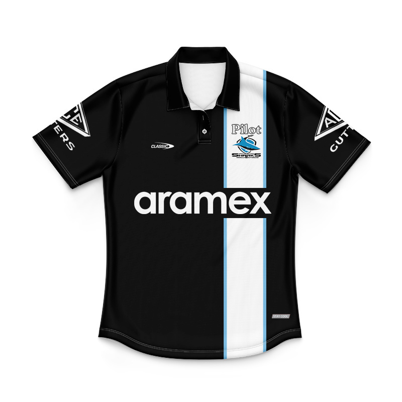 Kid's NRL Cronulla-Sutherland Sharks 2026 Black Training Polo Jersey