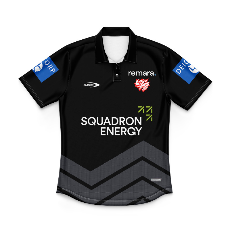 Kid's NRL St George Illawarra Dragons 2026 Black Training Polo Jersey