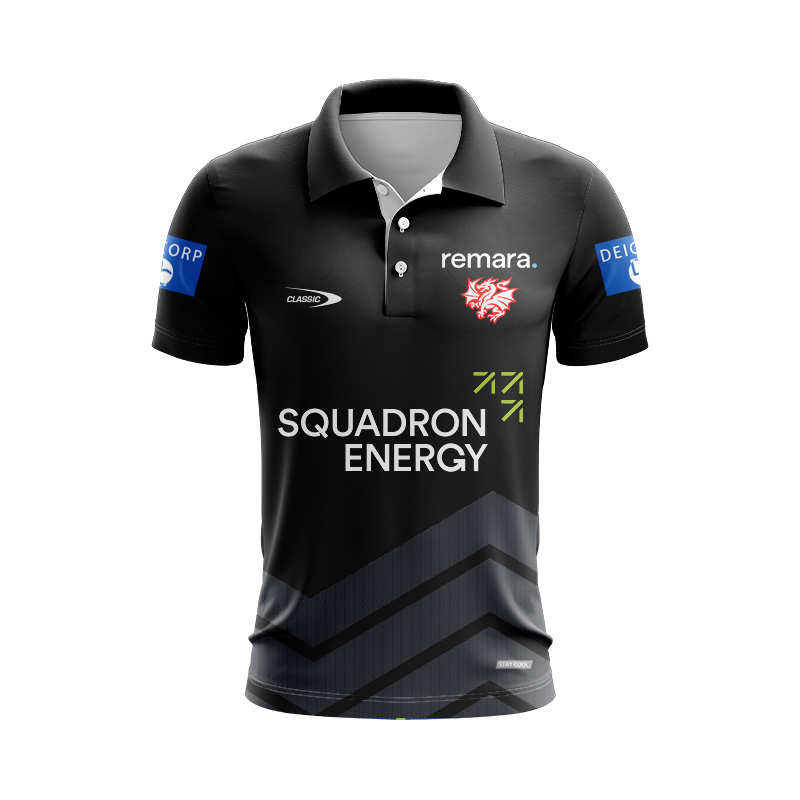 NRL St George Illawarra Dragons 2026 Black Training Polo Shirt