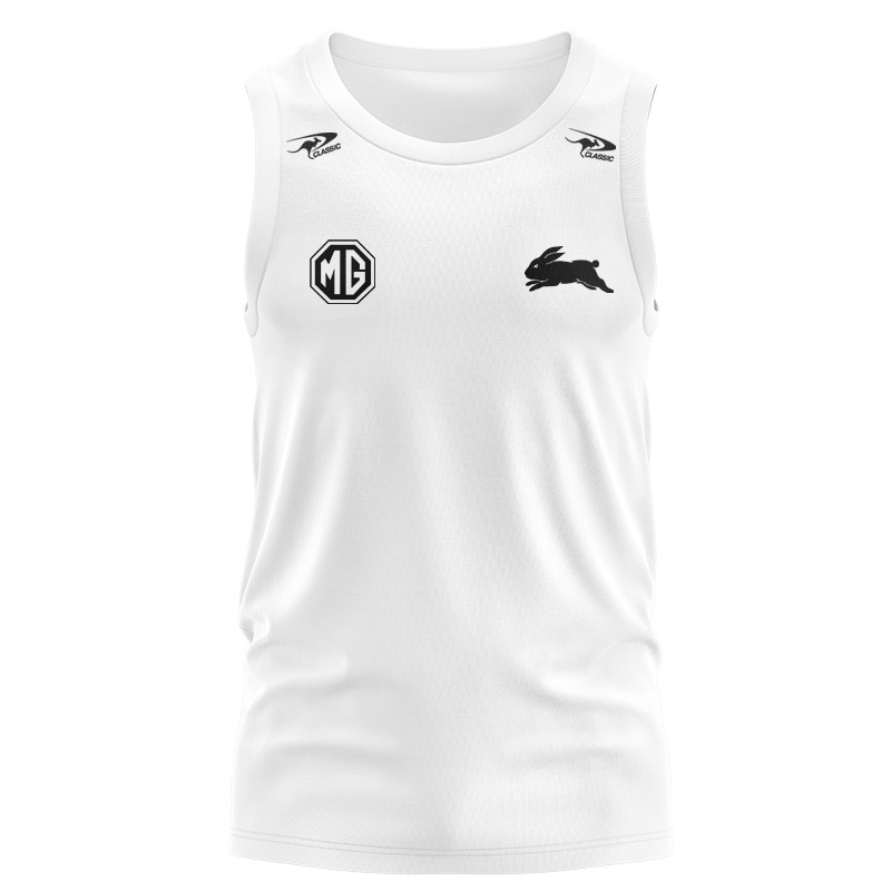 NRL South Sydney Rabbitohs 2026 White Media Singlet