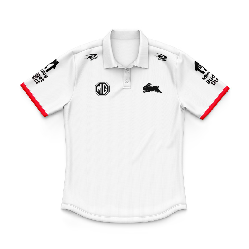 Kid's NRL South Sydney Rabbitohs 2026 White Media Polo Jersey