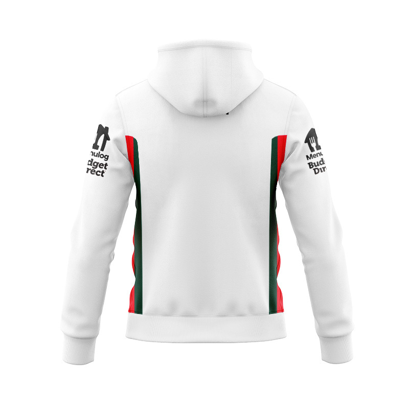 NRL South Sydney Rabbitohs 2026 White Media Zipper Hoodie