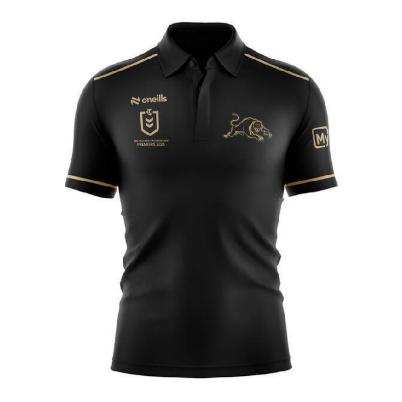 NRL Penrith Panthers 2024 Black Premiers Polo Shirt