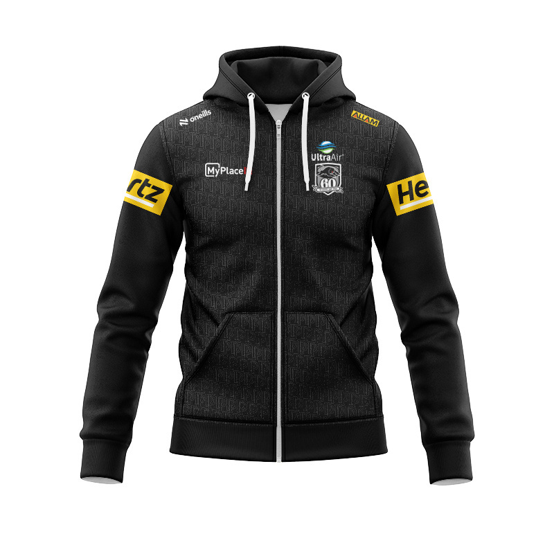 NRL Penrith Panthers 2026 Black Media Zipper Hoodie