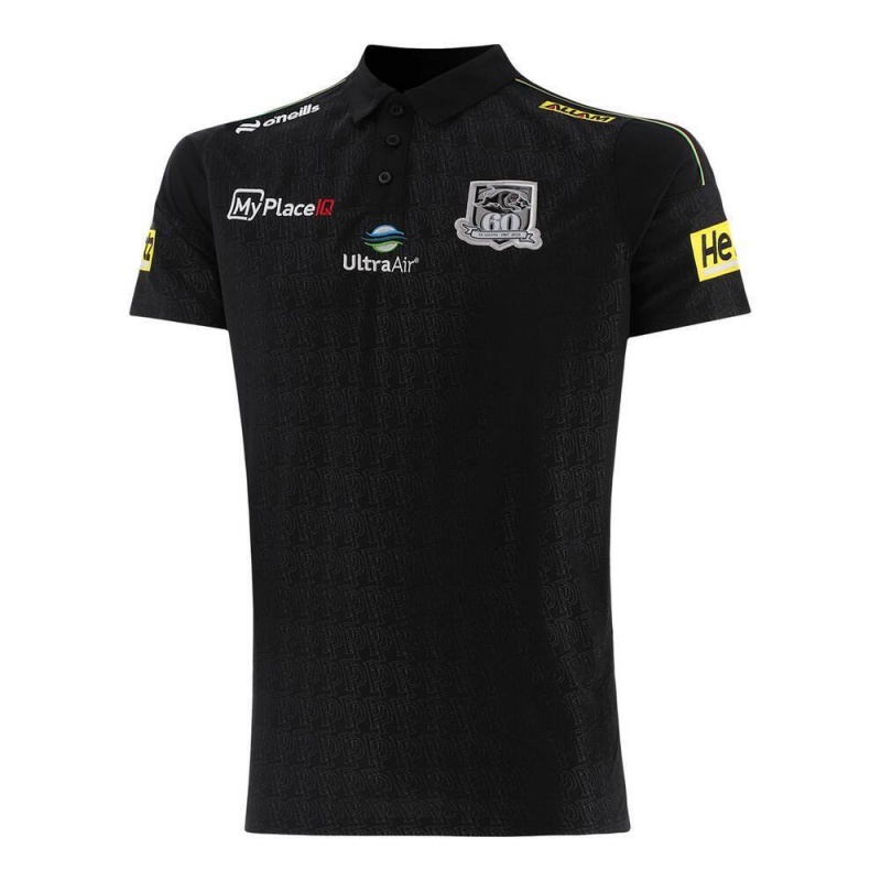 NRL Penrith Panthers 2026 Black Media Polo Shirt