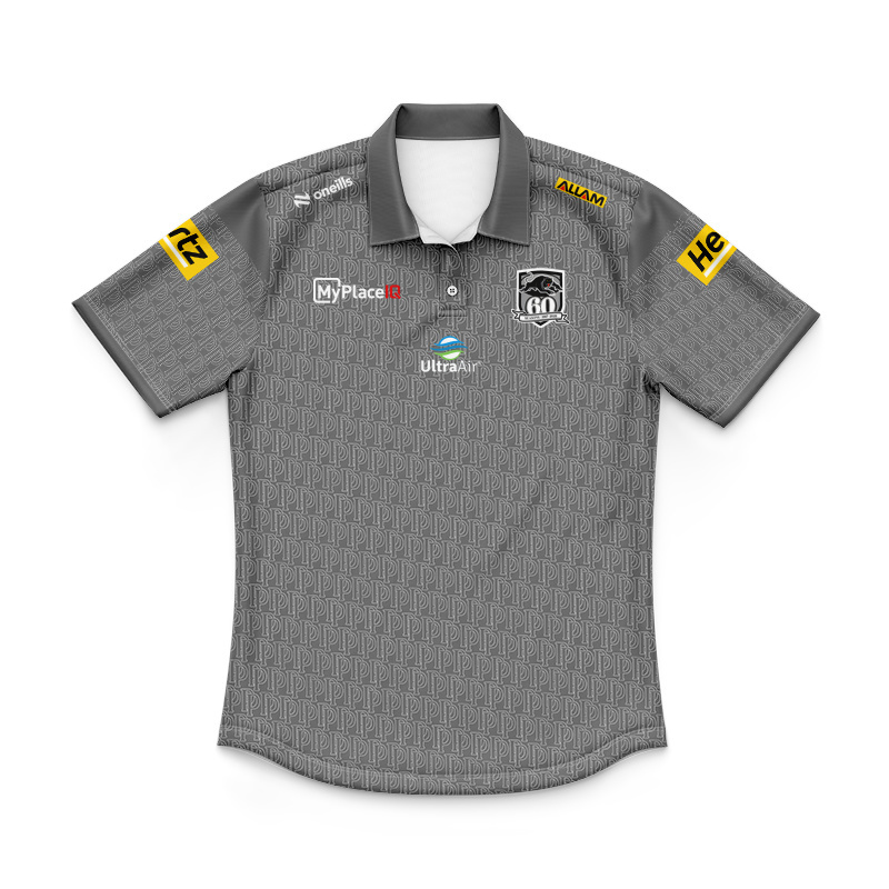 Kid's NRL Penrith Panthers 2026 Grey Media Polo Jersey
