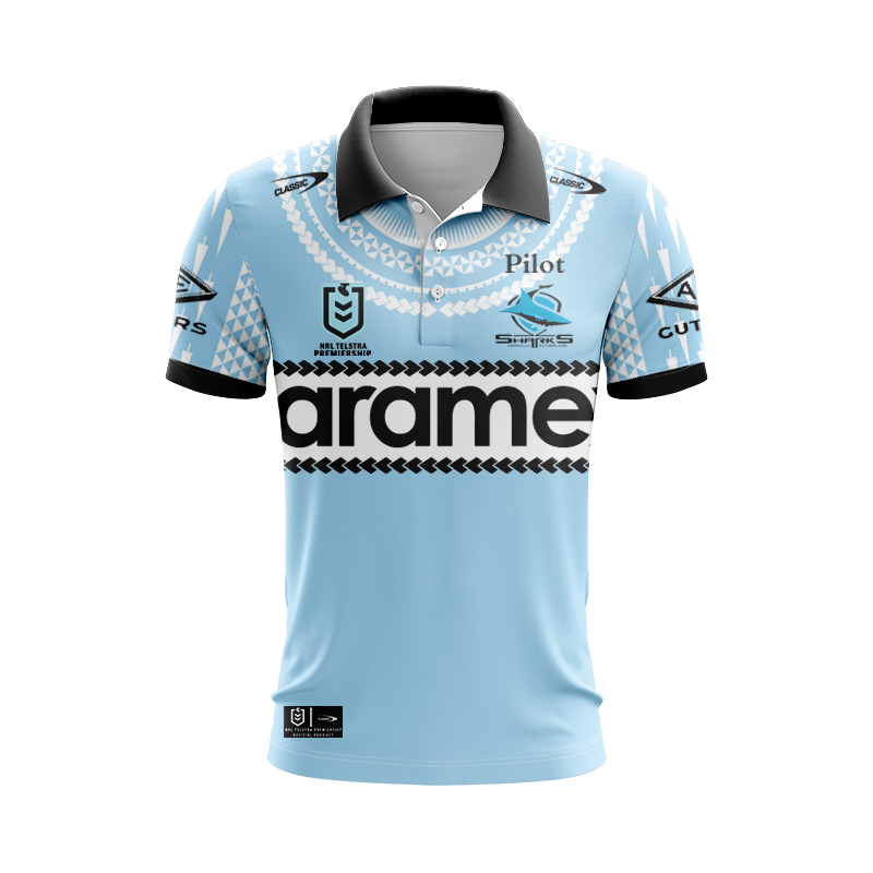 NRL Cronulla-Sutherland Sharks 2025 Pasifika Alternate Polo Shirt