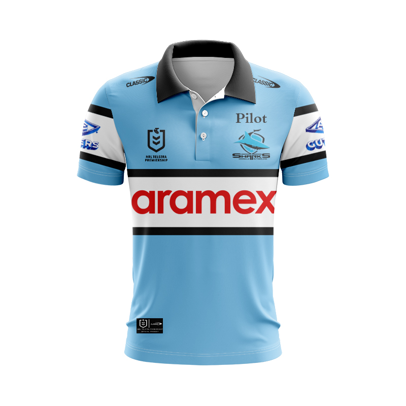 NRL Cronulla-Sutherland Sharks 2025 Home Polo Shirt
