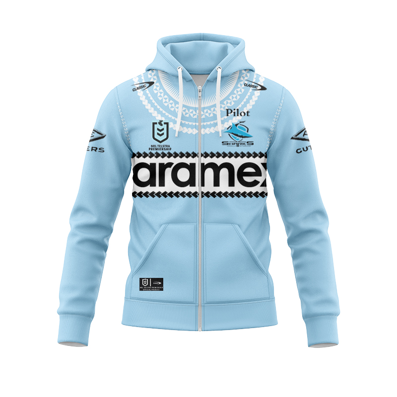 NRL Cronulla-Sutherland Sharks 2025 Pasifika Alternate Zipper Hoodie