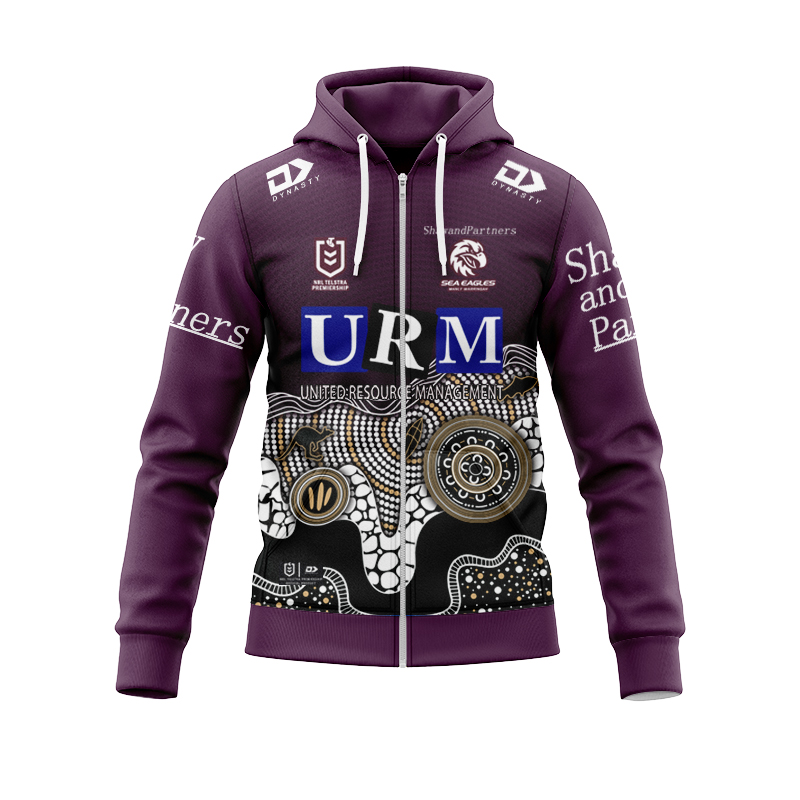 NRL Manly Warringah Sea Eagles 2025 Indigenous Zipper Hoodie