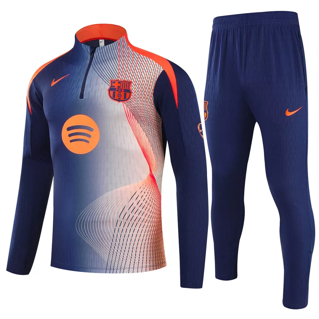 Kid's Barcelona 1/4 Zipper Sweat Kit(Top+Pants) Navy&Orange 2025/26