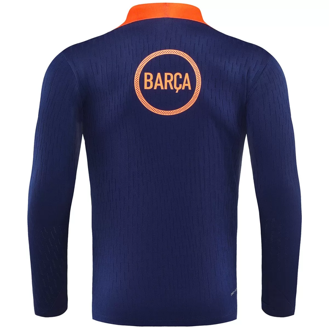 Kid's Barcelona 1/4 Zipper Sweat Kit(Top+Pants) Navy&Orange 2025/26