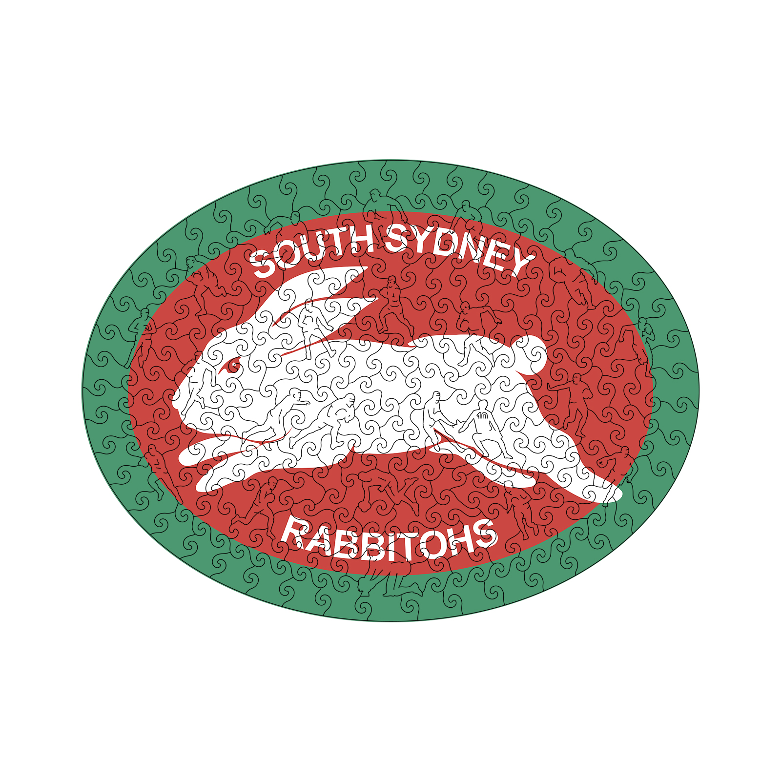 South Sydney Rabbitohs Logo Wooden Puzzle