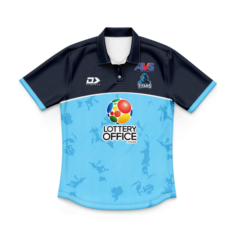 Kid's NRL Gold Coast Titans 2025 Cyan Training Polo Shirt