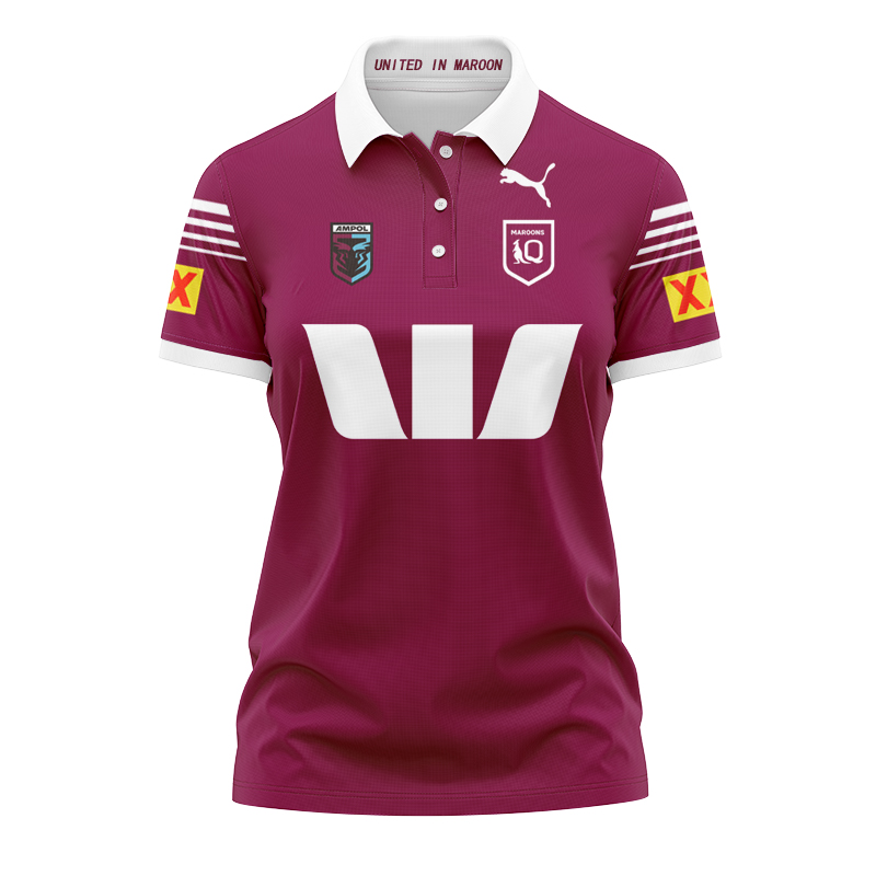 Women's NRL QLD Maroons State of Origin 2024 Home Polo Shirt