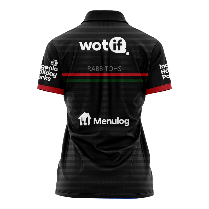 Women's NRL South Sydney Rabbitohs 2024 Black Training Polo Shirt