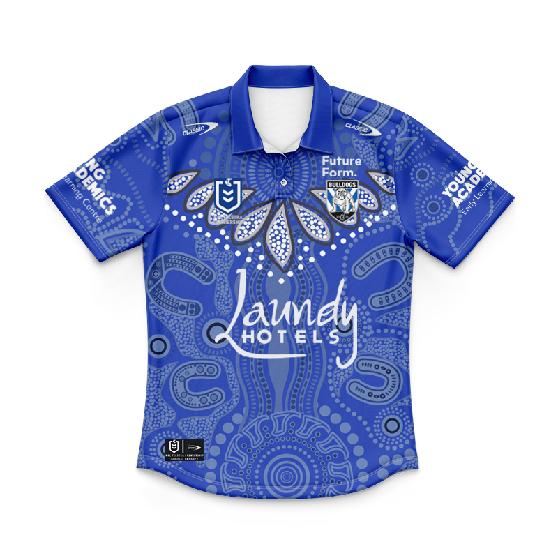 Kid's NRL Canterbury-Bankstown Bulldogs 2024 Indigenous Polo Shirt