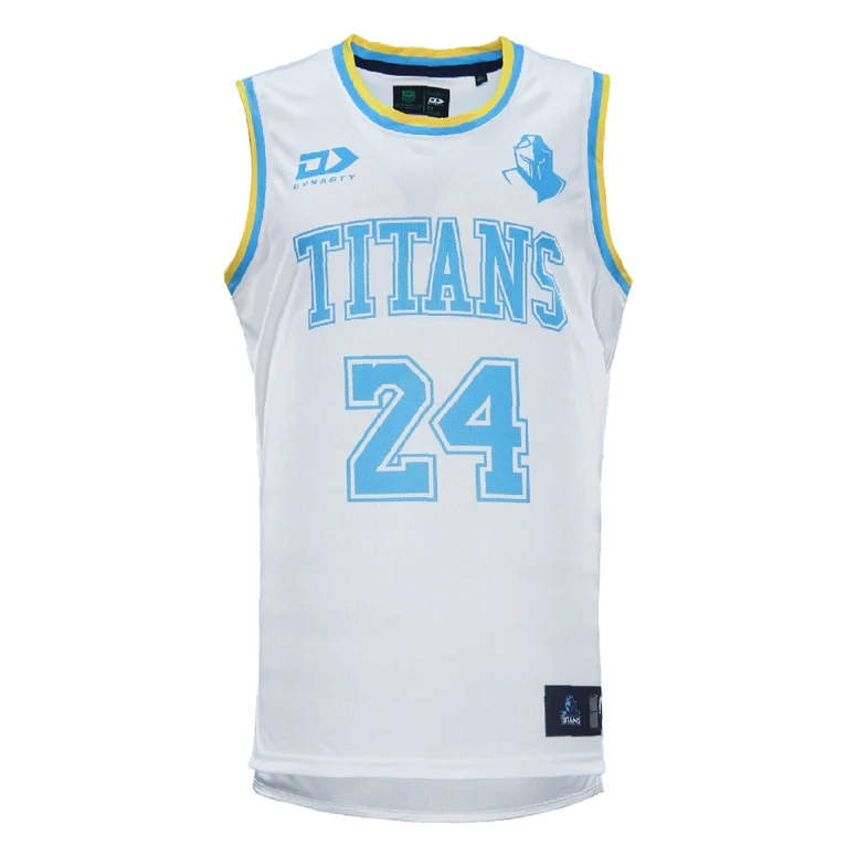 NRL Gold Coast Titans 2024 White #24 Basketball Singlet