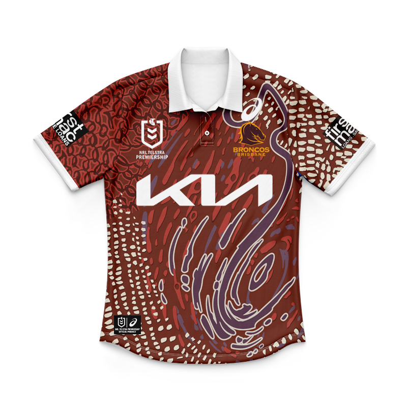 Kid's NRL Brisbane Broncos 2024 Indigenous Polo Shirt