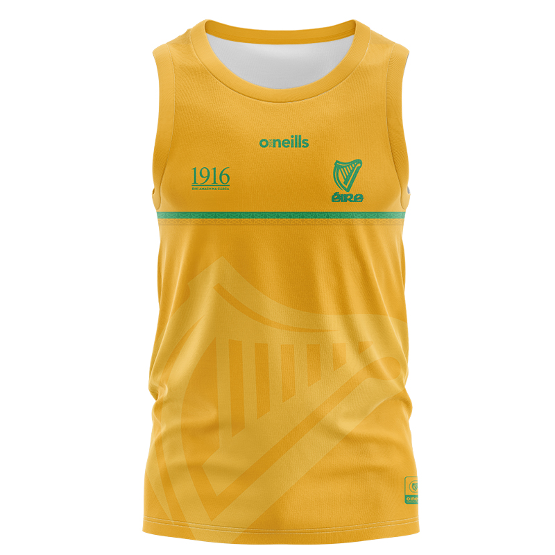 Men's Ireland 1916 Commemoration Yellow Green GAA Sleeveless Jersey